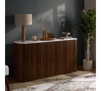 Birlea Kagu 3 Door Sideboard Fluted Ribbed Walnut & Marble effect in Brown Birlea Brown