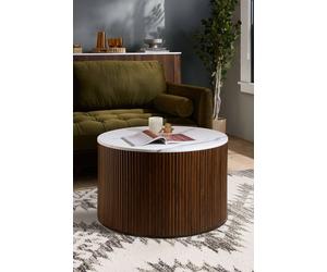 Birlea Kagu Coffee Table Fluted Ribbed Walnut & Marble effect in Brown | Size: 1 Pack Birlea Brown 1 Pack