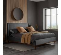Birlea King Size Bed Frame Grey Nicola Velvet Fabric 5Ft 150Cm In Dark Grey Dark Grey King