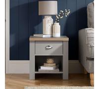 Birlea Lamp Table Grey Highgate 1 Drawer & Oak Farmhouse Shabby Chic Birlea Grey