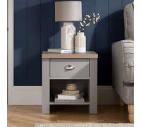 Birlea Lamp Table Grey Highgate 1 Drawer & Oak Farmhouse Shabby Chic Grey One Size