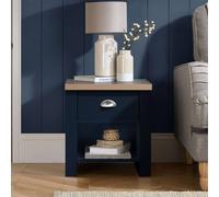 Birlea Lamp Table Grey Highgate 1 Drawer & Oak Farmhouse Shabby Chic In Blue Blue One Size
