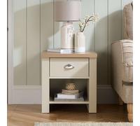 Birlea Lamp Table Grey Highgate 1 Drawer & Oak Farmhouse Shabby Chic in Cream Birlea Cream