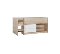 Birlea Leyton High Cabin Bed with Drawers & Shelves- 3ft Single - White & Oak