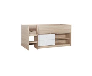Birlea Leyton High Cabin Bed with Drawers & Shelves- 3ft Single - White & Oak