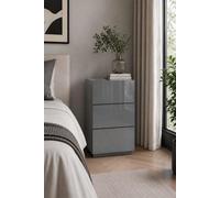 Birlea Liberty 3 Drawer Bedside Cabinet Grey Glass
