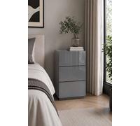 Birlea Liberty 3 Drawer Bedside Cabinet Grey Glass