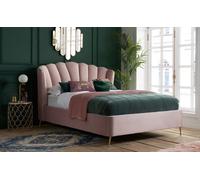 Blue Double Ottoman Bed Frame 4FT6 Fabric Storage Bed Birlea Lottie Fan Design