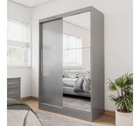 Lynx 2 Door Sliding Wardrobe With Mirror White & Grey Birlea Grey One Size