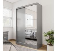 Lynx 2 Door Sliding Wardrobe With Mirror White & Grey Birlea Grey One Size