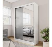 Lynx 2 Door Sliding Wardrobe With Mirror White & Grey Birlea White One Size