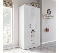 Lynx 3 Door 2 Drawer Wardrobe With Mirror Grey Birlea White One Size