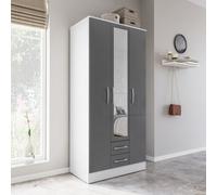 Birlea Lynx 3 Door 2 Drawer Wardrobe With Mirror White & Grey