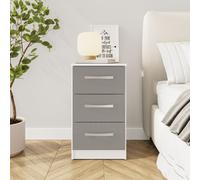 Lynx 3 Drawer White and Grey Bedside Table - Birlea - Wilko