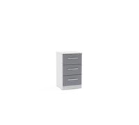 Birlea Lynx 3 Drawer Bedside High Gloss, White and Grey