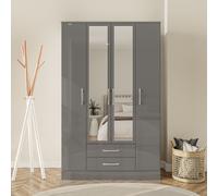 Birlea Lynx 4 Door 2 Drawer Wardrobe With Mirror Grey