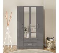 Birlea Lynx 4 Door 2 Drawer Wardrobe With Mirror Grey