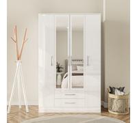 Birlea Lynx 4 Door 2 Drawer Wardrobe With Mirror White