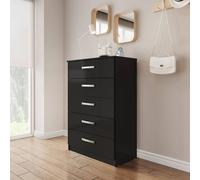 Birlea Lynx Black Gloss 5 Drawer Chest