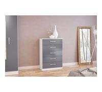 Lynx 5 Drawer Chest Black Birlea White One Size