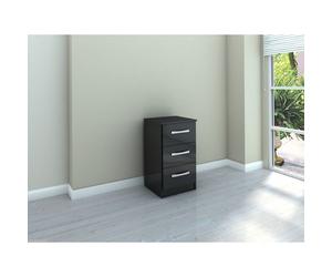 Birlea Lynx Black Gloss 3 Drawer Bedside Cabinet