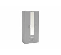 Birlea Lynx 3 Door 2 Drawer Wardrobe With Mirror Grey