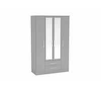 Birlea Lynx 4 Door 2 Drawer Wardrobe With Mirror Black