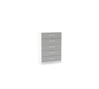 Birlea Lynx White & Grey Gloss 5 Drawer Chest