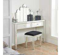 Birlea Mirrored Console Valencia 2 Drawer Bevelled Mirror Dressing Table In Silver Silver One Size