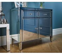 Birlea Mirrored Sideboard Valencia 2 Drawer 2 Door Bevelled Glass Modern In Silver Silver One Size