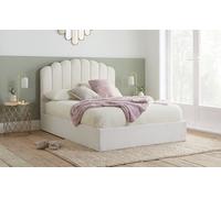 Boucle Double Ottoman Bed Frame White Birlea Monaco Storage Bed 4FT5 135cm