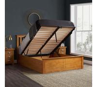 Oak Wood Double Ottoman Bed and Mattress Bundle Phoenix Nebula 135cm 4ft 6