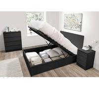 Ottoman Bed Frame Storage Birlea Oslo Gas Lift Black Grey White Birlea Black King