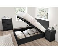 Ottoman Bed Frame Storage Birlea Oslo Gas Lift Black Grey White Birlea Black King