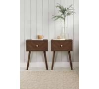 Birlea Pair of 1 Drawer Walnut Bedside Cabinet Herringford Chevron in Brown Birlea Brown