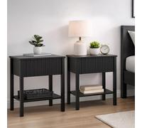 Birlea Pair Of Axis 1 Drawer Fluted Bedside Cabinet Chest Table Black