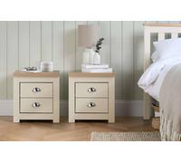 Birlea Pair of Bedside Cabinet Highgate 2 Drawer Chest Farmhouse Style Cream Birlea Cream