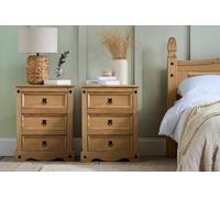 Birlea Pair Of Corona Large 3 Drawer Bedside Cabinet Bedside Mexican Chest