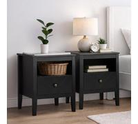 Birlea Pair Of Emerson 1 Drawer Bedside Cabinet Chest Table Black
