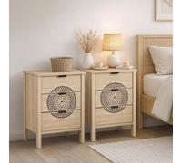 Birlea Pair Of Flora 3 Drawer Bedside Cabinet Chest Table Light Oak