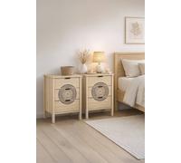 Birlea Pair Of Flora 3 Drawer Bedside Cabinet Chest Table Light Oak
