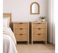 Birlea Pair Of Lotus 3 Drawer Bedside Cabinet Chest Table Light Oak