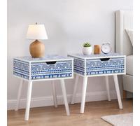 Birlea Pair Of Santorini 1 Drawer Bedside Cabinet Chest Table Shabby Chic Blue
