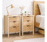 Birlea Pair Of Solstice 3 Drawer Bedside Cabinet Chest Table Light Oak