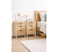 Birlea Pair Of Solstice 3 Drawer Bedside Cabinet Chest Table Light Oak
