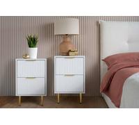 Birlea Zara 2 Drawer Fluted Bedside White x 2, White