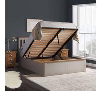 Pearl Grey Wood Double Ottoman Bed and Mattress Bundle Phoenix Nebula 135cm 4ft 6 Birlea Grey Double