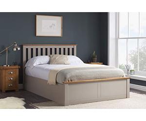 Birlea Phoenix 4ft Small-Double Ottoman Bed, Pearl Grey, oak