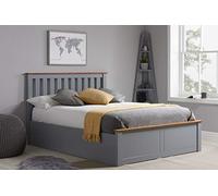 Small Double Ottoman Bed Grey Phoenix Wood Frame Storage 4FT Stone Oak Solid