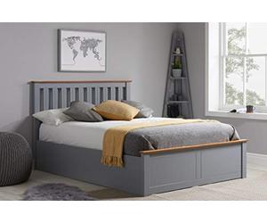 Birlea Phoenix 5ft Kingsize Ottoman Bed, Stone Grey, oak, King